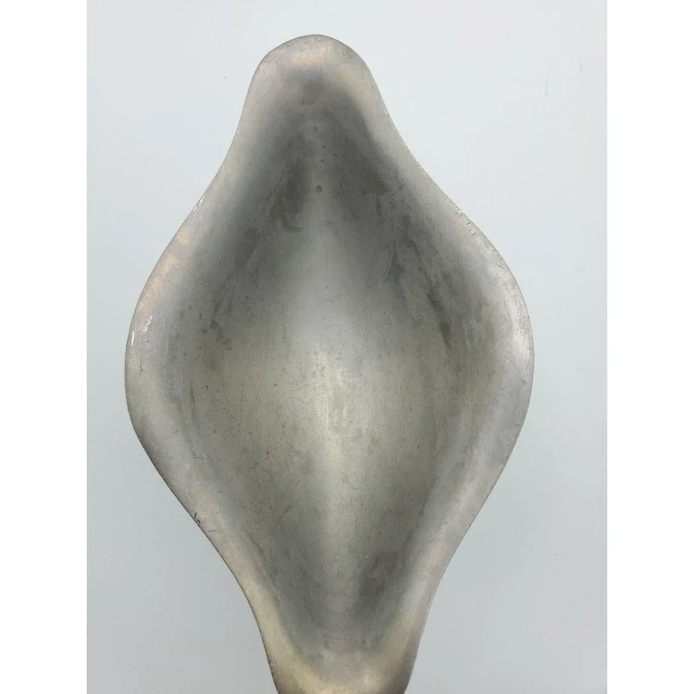 Vintage‎ Cast Hammered Aluminum Gravy Boat Guardian Service 2 Pc Underplate Gray